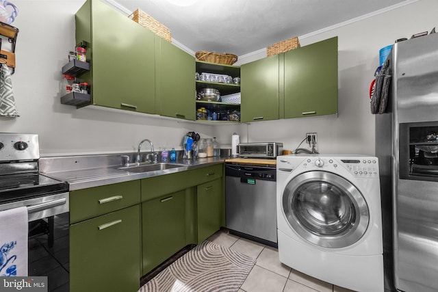 35 Long Loop Rd, Levittown, PA 19056 - laundry room with washer / clothes dryer and light tile patterned flooring