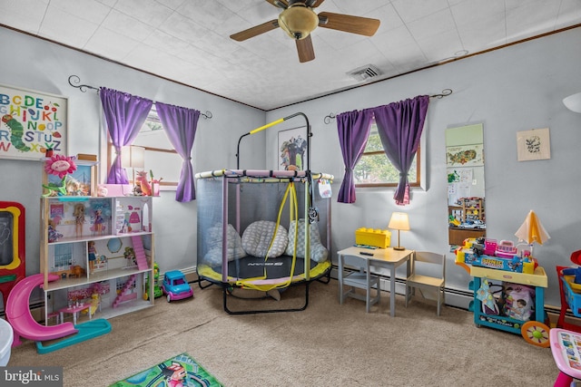 35 Long Loop Rd, Levittown, PA 19056 - playroom featuring ceiling fan and carpet flooring