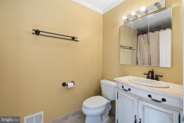 8321 Terra Grande Ave, Springfield, VA 22153 - full bathroom featuring ornamental molding, vanity, toilet, baseboards, and tile patterned flooring