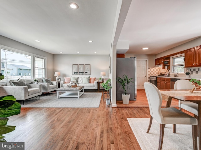 2411 Ruth Ave, Sparrows Point, MD 21219 - living room featuring plenty of natural light, light wood-style flooring, and recessed lighting