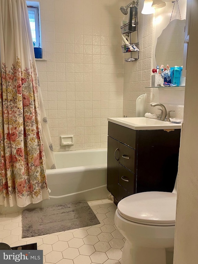 103 Willows Ave Unit 90, Norwood, PA 19074 - full bath with vanity, tile patterned flooring, shower / bath combination with curtain, and toilet