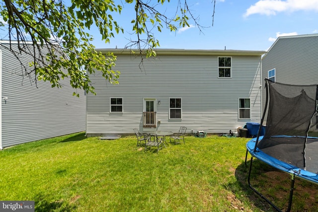 213 Pickett St, Taneytown, MD 21787 - back of house with a trampoline and a lawn