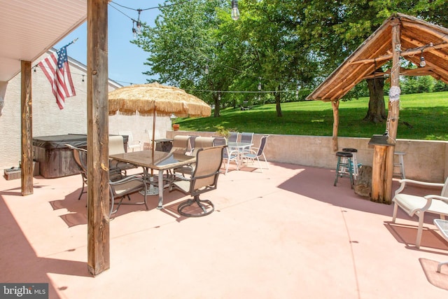 312 E 7th Ave, Trappe, PA 19426 - view of patio / terrace featuring outdoor dining area, a gazebo, and a hot tub