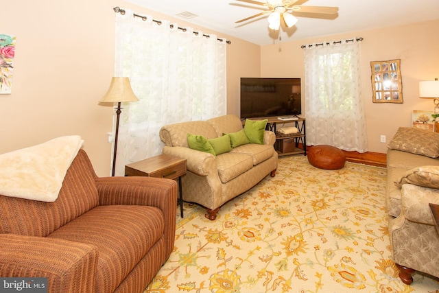 312 E 7th Ave, Trappe, PA 19426 - living area featuring a ceiling fan and wood finished floors