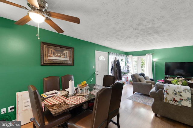 320 Lee St, Front Royal, VA 22630 - dining space featuring wood finished floors, ceiling fan, and a textured ceiling