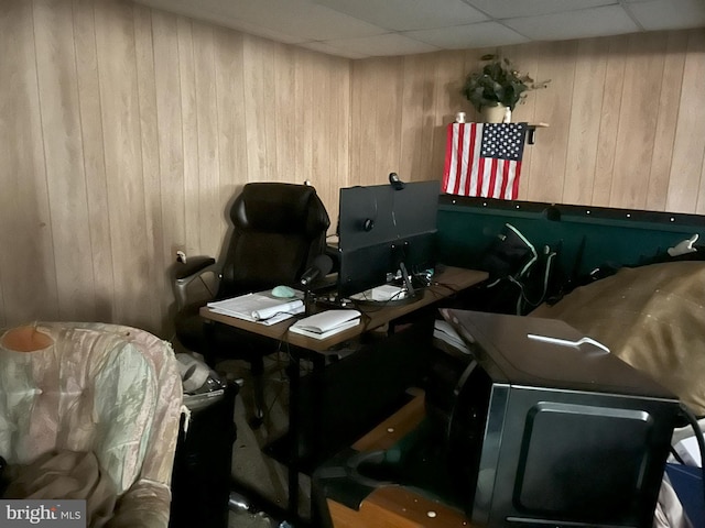130 W Monroe, Magnolia, NJ 08049 - office area featuring wooden walls and a drop ceiling