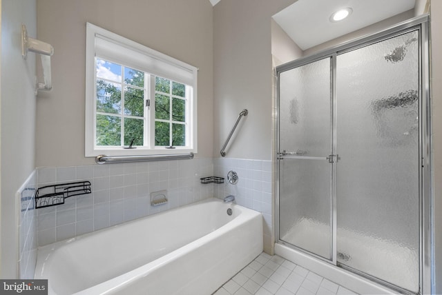 8 Railroad Pl, Pennington, NJ 08534 - full bath featuring tile patterned floors, a bath, and a shower stall