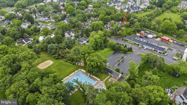 8 Railroad Pl, Pennington, NJ 08534 - aerial view of property's location with a tree filled landscape