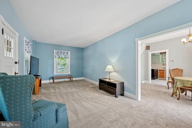 1865 Marshall, Norristown, PA 19403 - sitting room featuring a chandelier, carpet, and baseboards