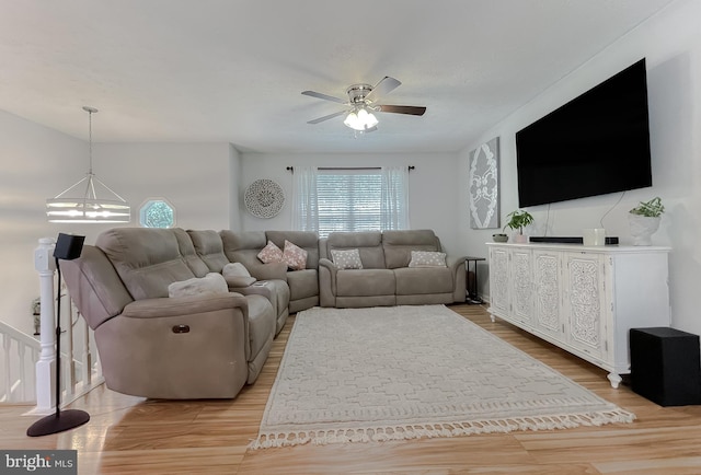 26055 Prospect Hill Rd, Mechanicsville, MD 20659 - living area featuring healthy amount of natural light, a ceiling fan, and light wood-style floors