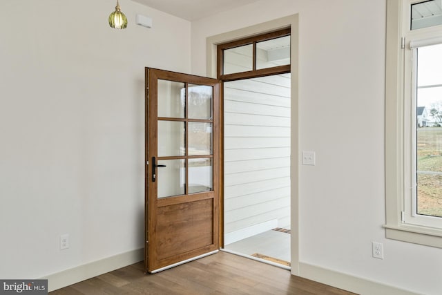 135 Radnor Ct, Rockingham, VA 22801 - doorway featuring wood finished floors, healthy amount of natural light, and baseboards