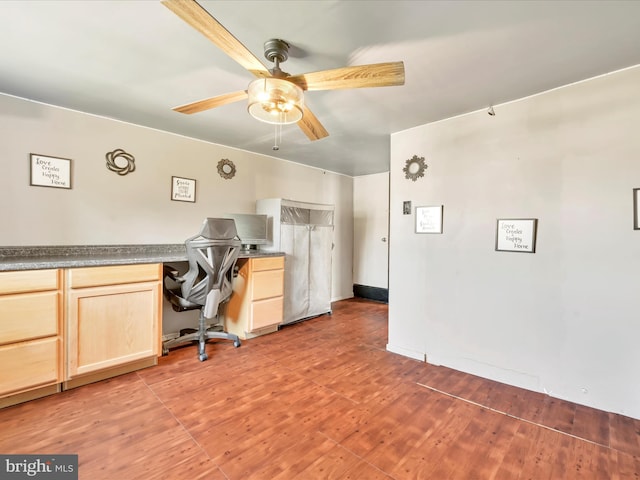 220 Fisher Ave, Coaldale, PA 18218 - office featuring a ceiling fan, light wood-style flooring, and built in study area