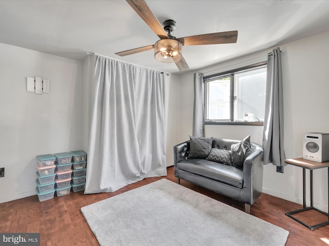 220 Fisher Ave, Coaldale, PA 18218 - sitting room featuring ceiling fan, wood finished floors, and baseboards