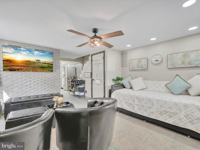 220 Fisher Ave, Coaldale, PA 18218 - tiled bedroom featuring recessed lighting and a ceiling fan
