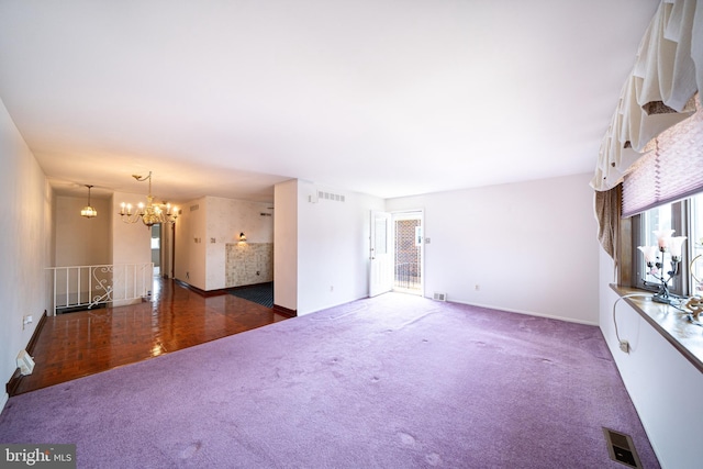 7911 Farnsworth St, Philadelphia, PA 19152 - unfurnished living room featuring carpet flooring, a chandelier, and baseboards