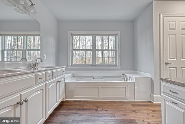 1637 Cold Bottom Rd, Sparks Glencoe, MD 21152 - bathroom featuring vanity, wood finished floors, and a garden tub