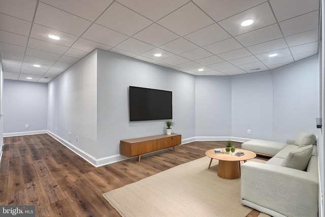 1637 Cold Bottom Rd, Sparks Glencoe, MD 21152 - living room featuring wood finished floors, baseboards, a paneled ceiling, and recessed lighting