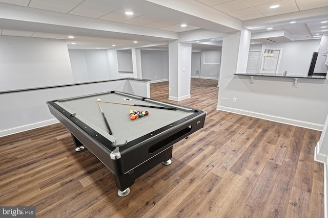 1637 Cold Bottom Rd, Sparks Glencoe, MD 21152 - playroom with baseboards, wood finished floors, billiards, and recessed lighting