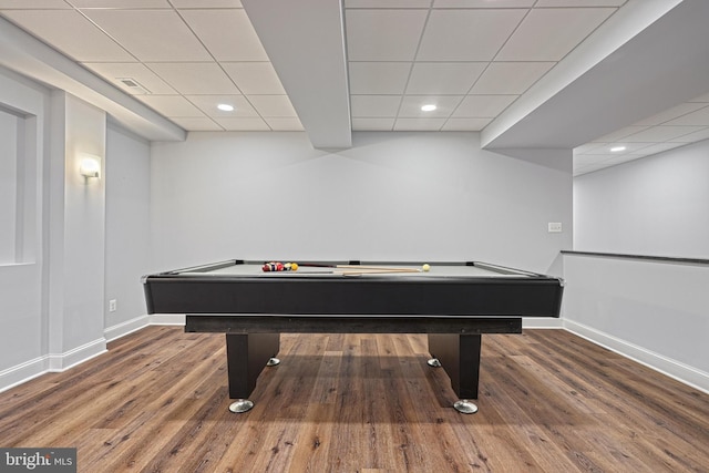 1637 Cold Bottom Rd, Sparks Glencoe, MD 21152 - recreation room with a drop ceiling, baseboards, billiards, wood finished floors, and recessed lighting