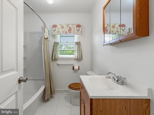 310 Bethel Rd, Paw Paw, WV 25434 - full bathroom featuring vanity, toilet, shower / tub combo, tile patterned floors, and baseboards