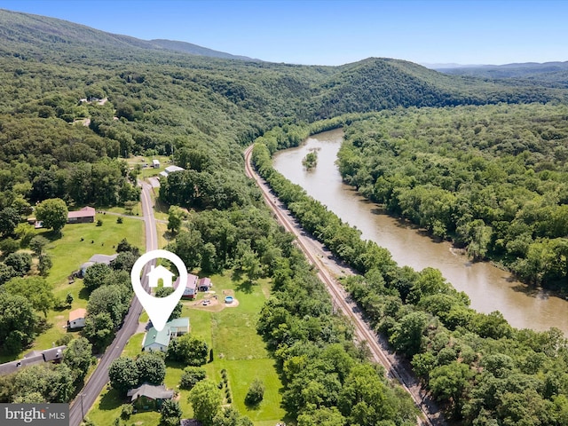 310 Bethel Rd, Paw Paw, WV 25434 - bird's eye view of a water and mountain view and a heavily wooded area