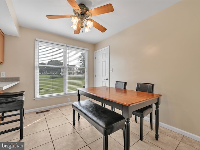 1353 Stag Dr, Auburn, PA 17922 - dining room featuring baseboards, a ceiling fan, and light tile patterned floors