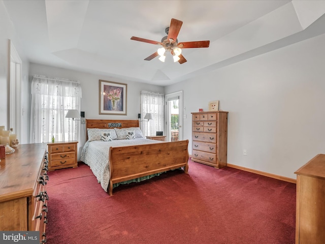 1353 Stag Dr, Auburn, PA 17922 - carpeted bedroom with a tray ceiling, baseboards, and ceiling fan