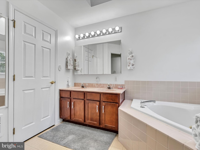 1353 Stag Dr, Auburn, PA 17922 - full bath with double vanity, a bath, and tile patterned floors