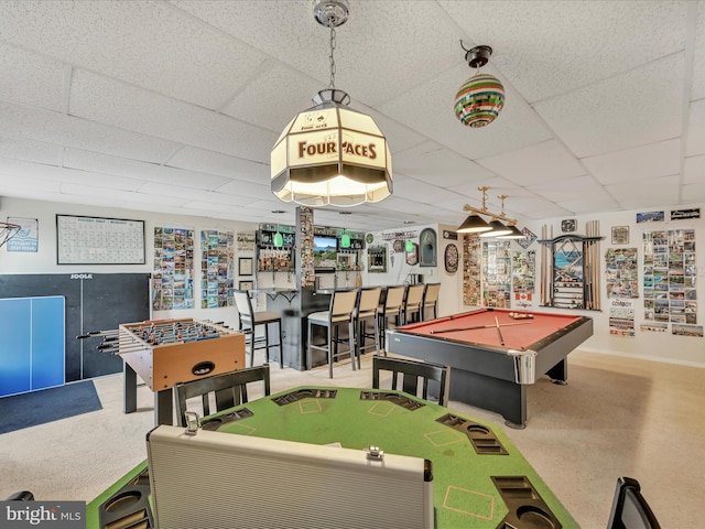 1353 Stag Dr, Auburn, PA 17922 - rec room featuring billiards table, a drop ceiling, and baseboards