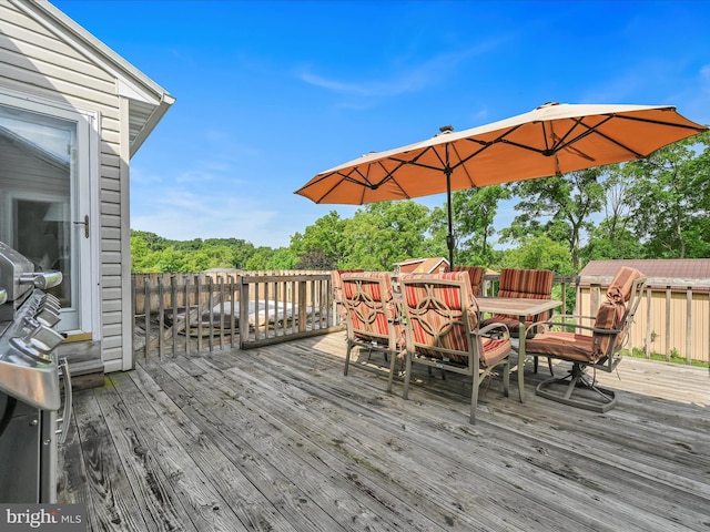 1353 Stag Dr, Auburn, PA 17922 - wooden deck featuring outdoor dining area