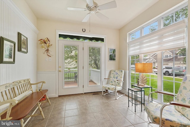 151 Lattice Ln, Collegeville, PA 19426 - sunroom with french doors, wainscoting, and tile patterned flooring