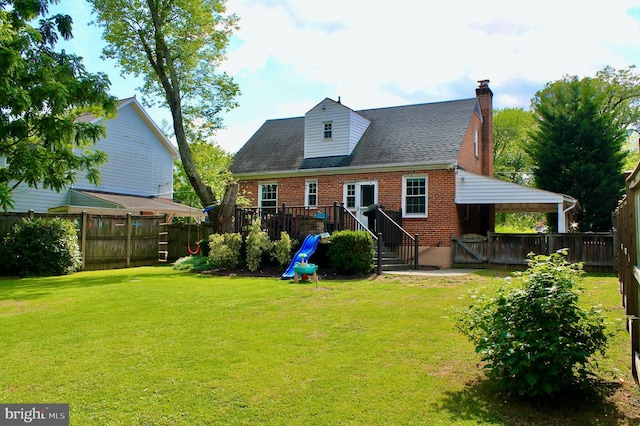 2907 Summerfield Rd, Falls Church, VA 22042 - rear view of house featuring brick siding, a chimney, and roof with shingles
