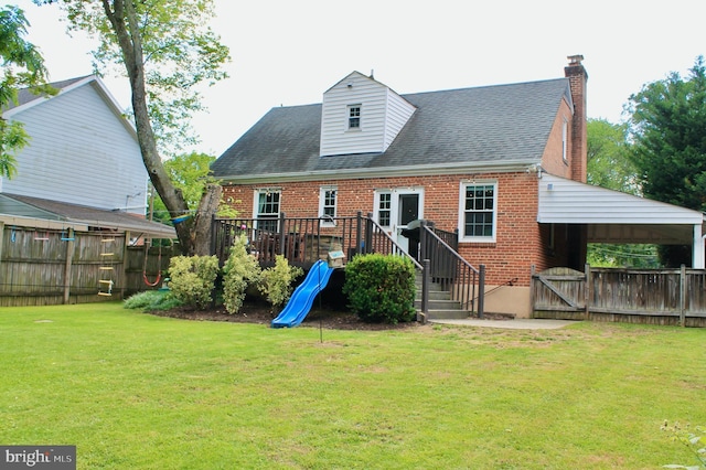 2907 Summerfield Rd, Falls Church, VA 22042 - rear view of house featuring brick siding, a chimney, and a shingled roof