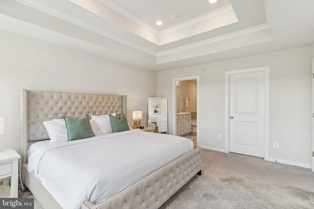 5504 Lanteen St, Lanham, MD 20706 - bedroom with recessed lighting, light carpet, baseboards, a raised ceiling, and crown molding