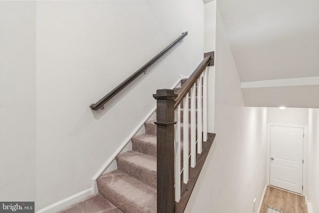 5504 Lanteen St, Lanham, MD 20706 - staircase with baseboards and wood finished floors