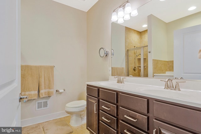 9726 Knowledge Dr, Laurel, MD 20723 - full bath with a shower stall, double vanity, toilet, a bath, and tile patterned floors