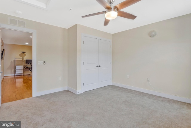 9726 Knowledge Dr, Laurel, MD 20723 - unfurnished bedroom with carpet flooring, baseboards, a closet, and ceiling fan