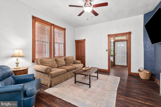 413 E A St, Brunswick, MD 21716 - living room featuring a ceiling fan and wood finished floors