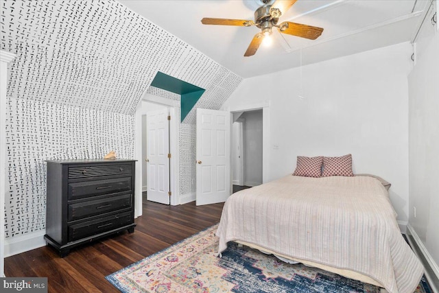 413 E A St, Brunswick, MD 21716 - bedroom featuring attic access, wood finished floors, ceiling fan, and lofted ceiling