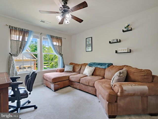 15446 Symondsbury Way, Upper Marlboro, MD 20774 - carpeted home office featuring a ceiling fan