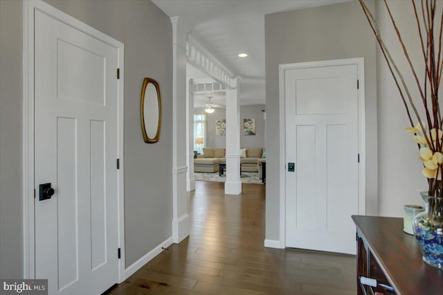 21 Bayberry Rd, Carlisle, PA 17013 - foyer with dark wood-style floors, ceiling fan, and recessed lighting