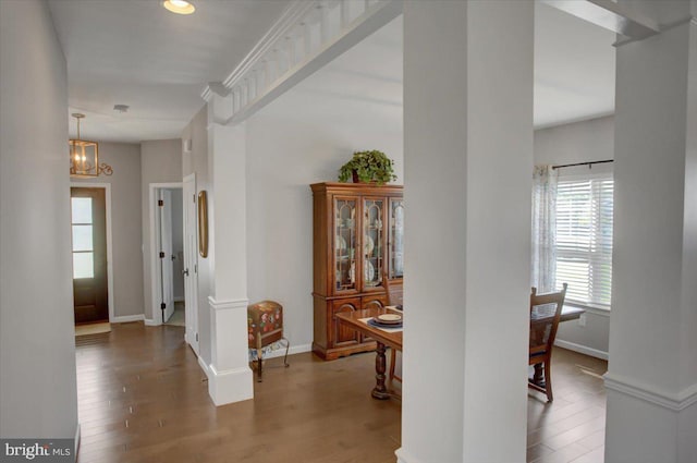 21 Bayberry Rd, Carlisle, PA 17013 - corridor featuring wood finished floors, a chandelier, and decorative columns