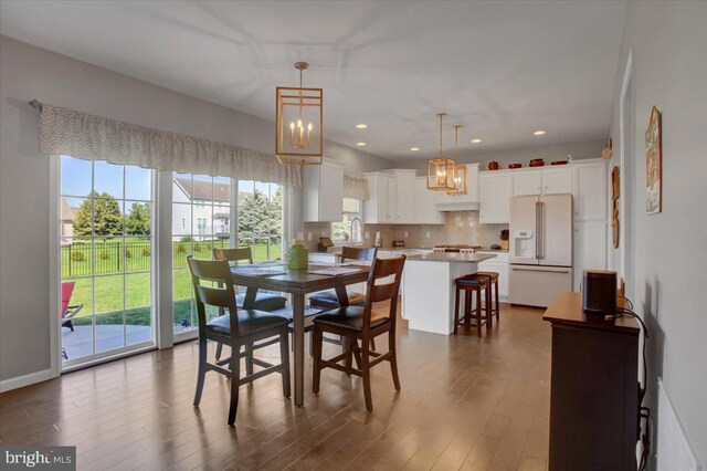 21 Bayberry Rd, Carlisle, PA 17013 - dining room with plenty of natural light, a chandelier, dark wood finished floors, and recessed lighting
