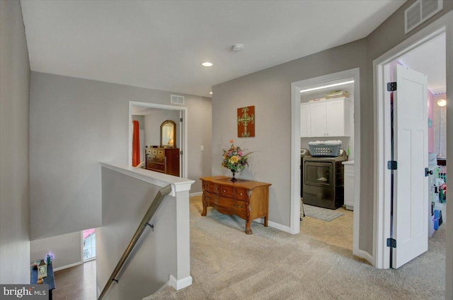 21 Bayberry Rd, Carlisle, PA 17013 - corridor featuring an upstairs landing, light carpet, recessed lighting, and independent washer and dryer