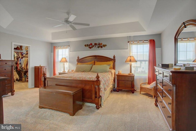21 Bayberry Rd, Carlisle, PA 17013 - bedroom featuring light colored carpet, a spacious closet, a raised ceiling, and multiple windows
