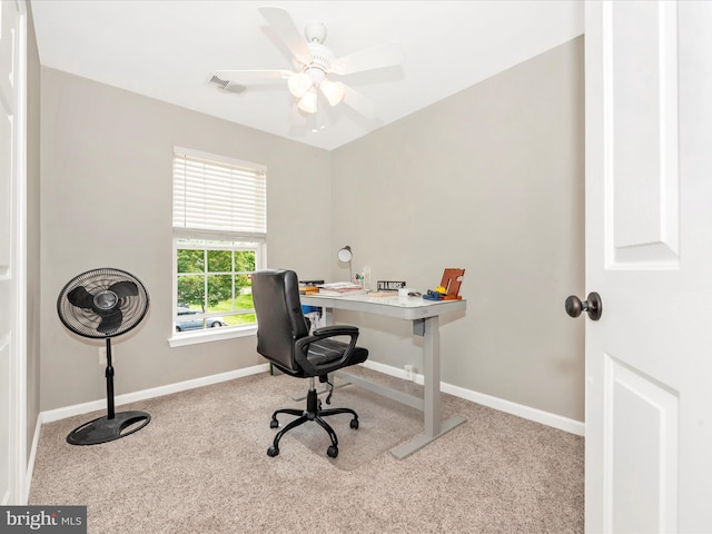 6529 Carston Ct, Frederick, MD 21703 - home office with carpet, baseboards, and ceiling fan
