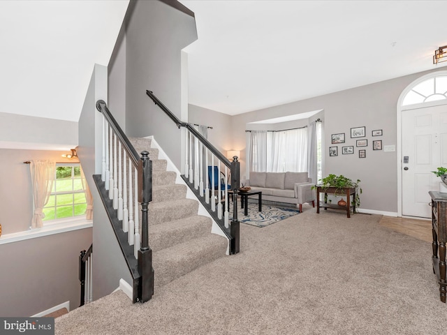 6529 Carston Ct, Frederick, MD 21703 - carpeted foyer with stairs and baseboards