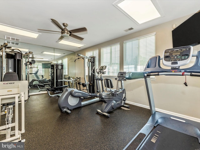 6529 Carston Ct, Frederick, MD 21703 - gym with ceiling fan and baseboards