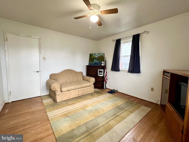 838 N Hanover St, Pottstown, PA 19464 - sitting room featuring hardwood / wood-style flooring, a ceiling fan, and baseboards