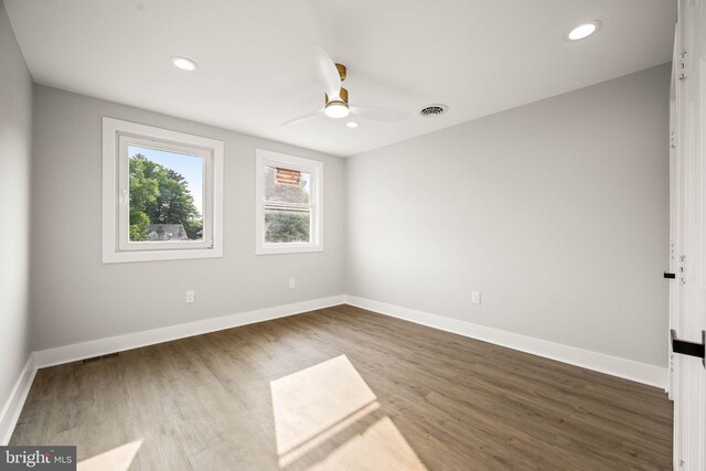 8255 Mertztown Rd, Alburtis, PA 18011 - unfurnished room with ceiling fan, wood finished floors, baseboards, and recessed lighting